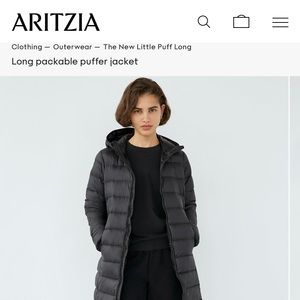 Aritiza Black packable puffer coat